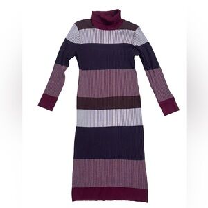 Almost Famous Sweater Dress –Turtleneck, Long Sleeve, Colorblock Stripes, NWT